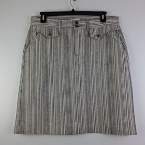 Christopher & Banks Stripe Print Denim Midi Pencil Skirt